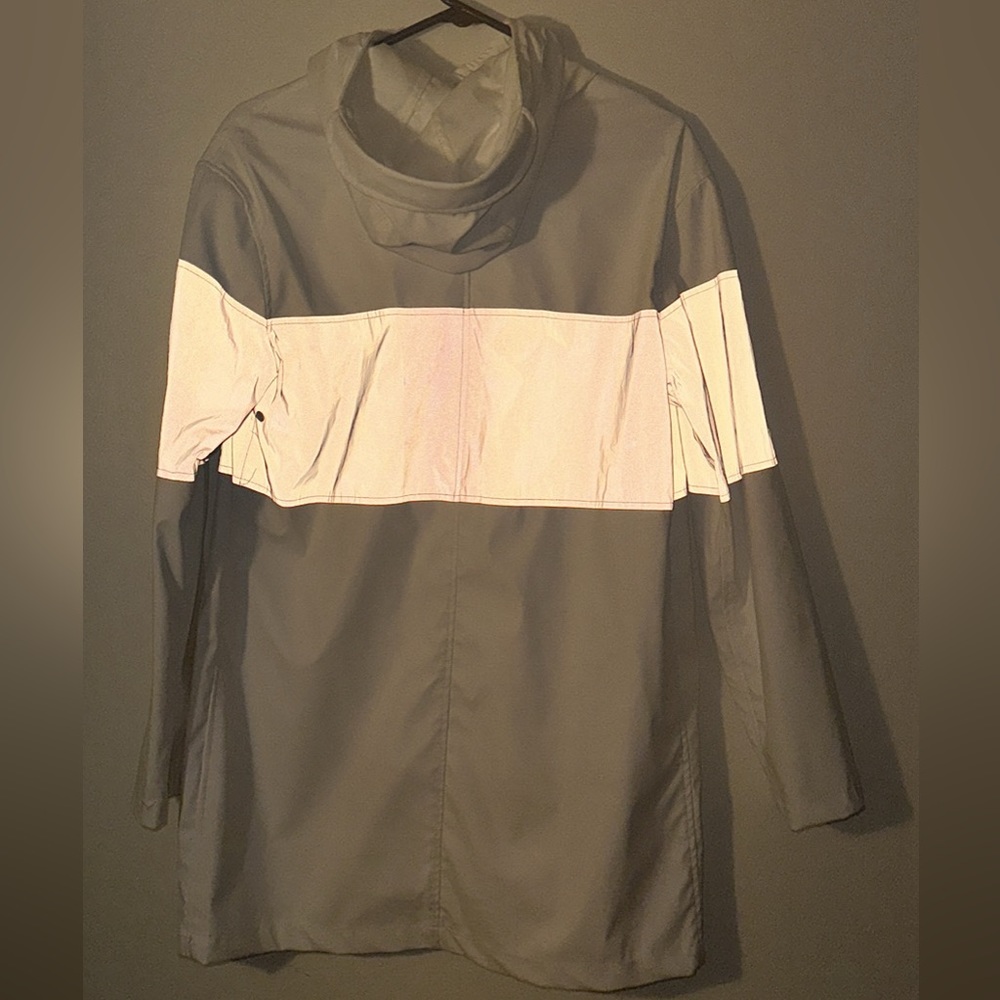 Bershka White and Reflective Hooded Rain Coat - Picture 3 of 4